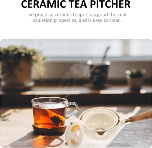 Hemoton Chinese Tea Set, Portable Gongfu Tea Set, Ceramic Tea Kettle, 360° Rotation Tea Maker, Porcelain Tea Dispenser