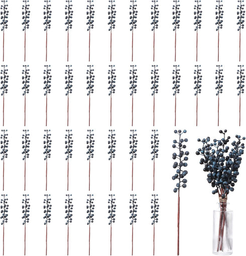 Crowye 40 Pcs 11.81 Inch Artificial Berry Picks with Stems Fake Faux