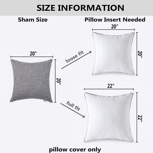 Kevin Textile Decorative Throw Pillow Covers, Set of 2, 20 x 20 inches, Grey, Modern Farmhouse