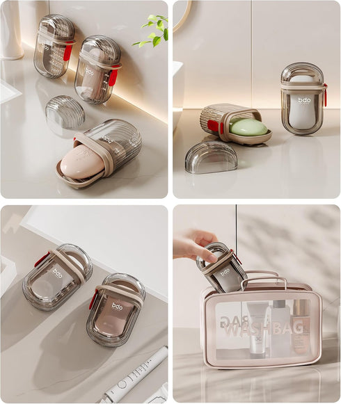 PEISAINOX Travel Soap Case, Leakproof Soap Container with Lid, Portable Bar Soap Holder for Traveling, Soap Dish