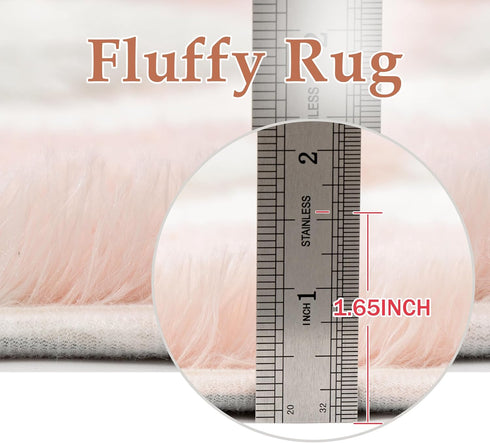 PureCozy 4x6 Pink Area Rug for Living Room Washable Non Slip Neutral Soft Bedroom Checkered Carpet Fluffy Modern Shag