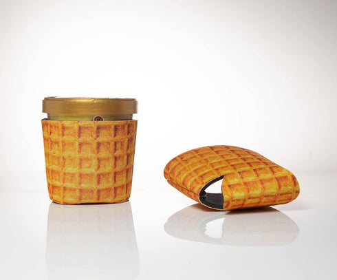 Generic 4 4 Packs. (4) pcs Realistic Waffle Cone Ice Cream Pint Sleeve. pcs Real Waffle Pre Printed Coolie. Ice Cream