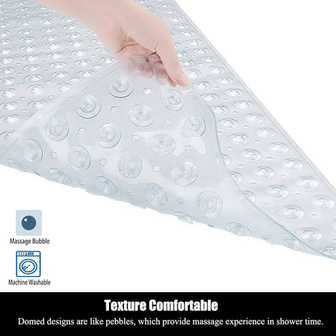 CADONO 40 16 Inch Extra Long Non Slip Bathtub Mat - x Machine Washable Tub Mats with Suction Cups and Drain Holes