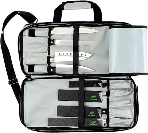 EVERPRIDE Chef Knife Bag Holds 20 Knives with Large Zippered Compartment for Kitchen Tools
