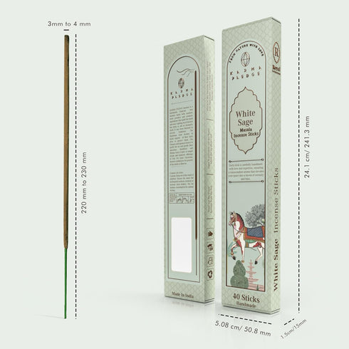 White Sage Masala Incense Sticks, Organic Hand Rolled Incense, Natural Herbs & Aromatic Ingredients, Contain 40 Sticks Inside, Burn Time 45-60 Min, Spiritual Gifts, Incense by Karma Pledge by KARMAPLEDGE