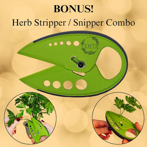 Herb Scissors - Stainless Steel 5 Blade Kitchen Shears with Safety Cover