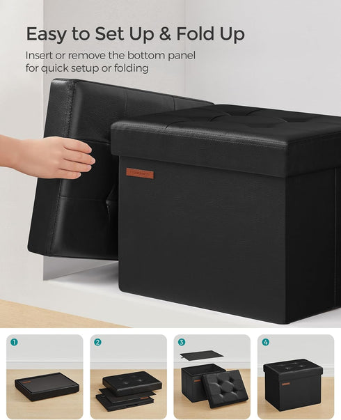 12.2 16.1 12.2 Inches, 286 lb ULSF100B01 SONGMICS Small Folding Storage Ottoman, Foot Rest Stool, Cube Footrest