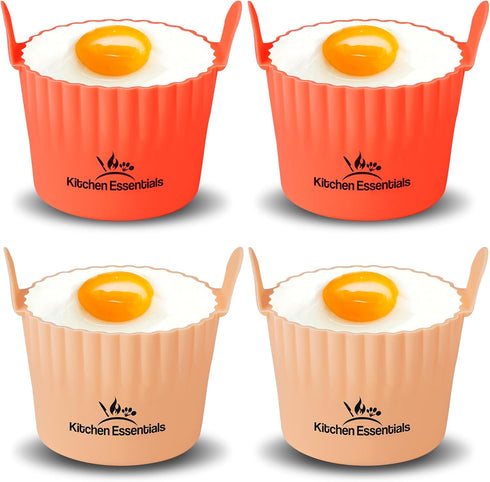Air Fryer Baking Ramekins, Premium Food-Grade Silicone Mold Cups, 4-Pack for Muffins, Cupcakes, Puddings, Tarts