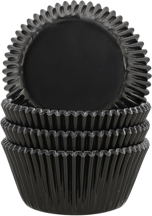 Gifbera Black Foil Baking Cups, Standard Size Cupcake Liners, 100-Count Muffin Liners for Baking