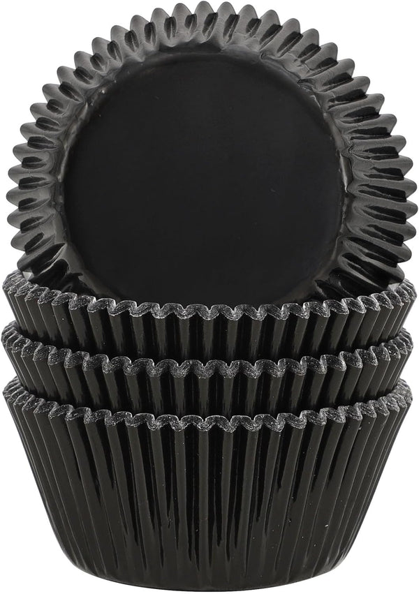 Gifbera Black Foil Baking Cups, Standard Size Cupcake Liners, 100-Count Muffin Liners for Baking