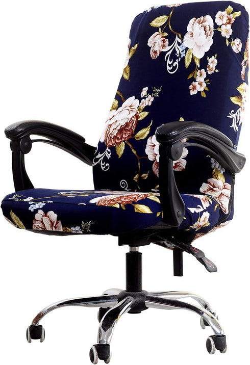 WOMACO Printed Office Chair Covers, Stretch Universal Boss Chair Covers for High Back Chair - Peony