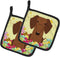 Caroline's Treasures BB6130PTHD Easter Eggs Dachshund Red Brown Pot Holders Set, Heat Resistant Kitchen Hot Pads, 7 1/2