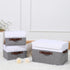 ANMINY Storage Boxes with Lids, Washable Decorative Bins with PU Leather Handle, Gray White, Small