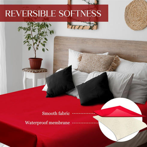78'' 100'' Tisancy Waterproof Bed Blanket Queen Size x Red Polyester, TPU Waterproof Film Mattress Protector Mat