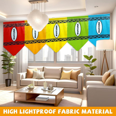 6 36" 24" Pcs Classroom Rainbow Curtains Decorations Back to School Colorful Crayon Curtains Classroom Supplies First