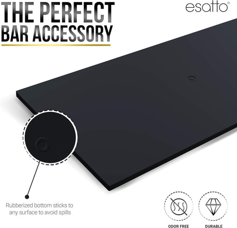 Esatto 12" x 6" Professional Service Mat, Black Durable Bar Mat for Spills and Countertop Dish Drying