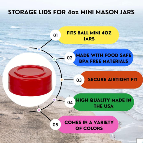 Mini Mason Jar Spice Lid Pack - Set of 12 White Polypropylene Plastic Mason Jar Lids, 48mm BPA-Free Plastic Lids for Mason Jars, Spice Jar Lid Set Made in the USA, Non-Rusting Jar Lids for Spices by JARMING COLLECTIONS
