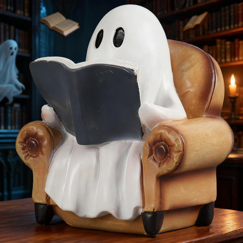 Ghost Reading Book Figurines Ghost Decor, Book Lovers Gifts for Readers Women