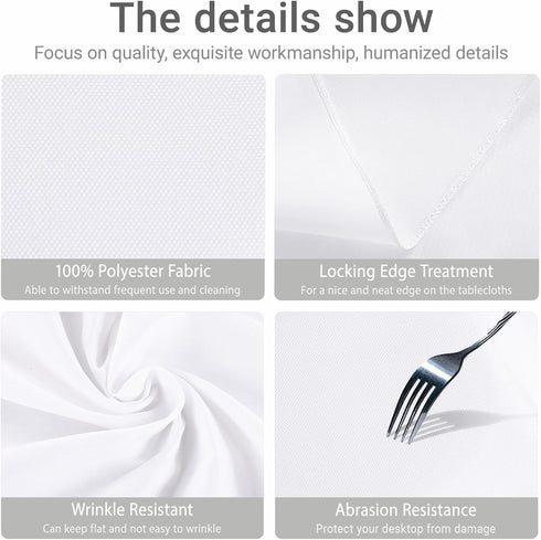70 Inch MRJ Round White Tablecloth Stain and Wrinkle Resistant Washable Polyester Table Cloth for Restaurant Hotel