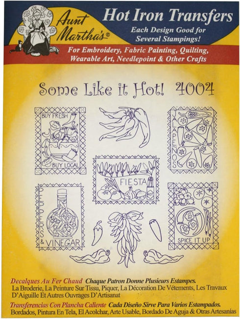 Aunt Martha's Iron On Transfer Patterns, Set of 5 for Stitching, Embroidery or Fabric Painting