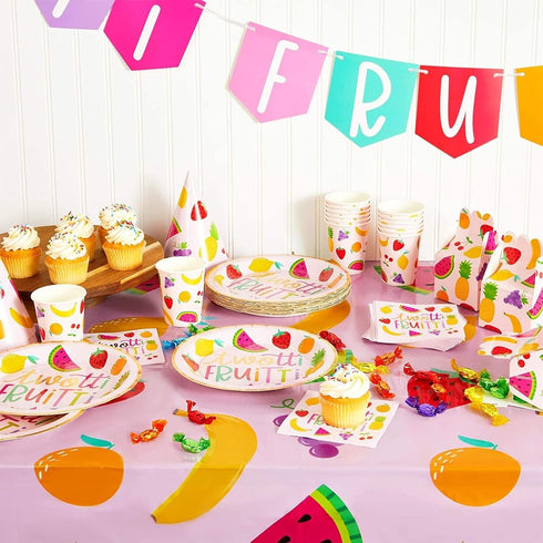 Sparkle and Bash Tablecloth for Two-tti Frutti 2nd Birthday Party Decorations (Pink, 54 x 108 in, 3 Pack)