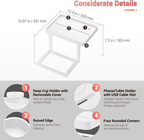 KIWIFOTOS Raised Bedside Shelf for Bed Tray Table Under Mattress for Box Spring Plate Platform Bed Nightstand Shelf