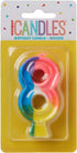 Vibrant Number "8" Rainbow Birthday Candle, 2.75" for Eighth Birthday Celebrations