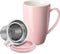 Sweese 15 OZ Porcelain Tea Mug with Infuser and Lid, Loose Leaf Tea Cup, Gifts for Tea Lovers, Pink