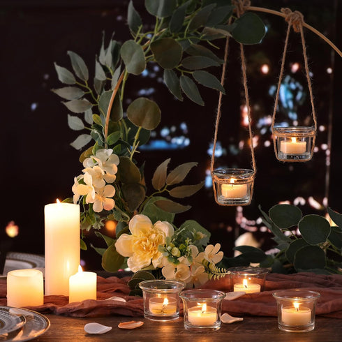 Letine Tealight Candle Holder Set of 12, Clear Glass Votive Candle Holders for Christmas Decorations, Wedding, Home