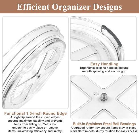 Clear Lazy Susan Organizer Turntable, 9.25 Inch 2 Pack, 360 Rotating Makeup Organizer for Vanity, Kitchen Storage Rack,