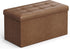 SONGMICS Storage Ottoman Bench, Foldable Foot Rest, 15 x 30 x 15 Inches, End of Bed Storage Chest, Coffee Brown