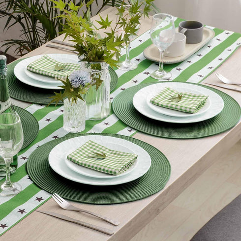 AHHFSMEI Round Braided Placemats Set of 6, 15 Inch Natural Woven Heat Resistant Table Mats (Olive Green)
