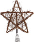 Rustic Christmas Tree Topper, Rattan Natural Star Hollowed-Out Star Ornaments with Coil Base for Holiday Decor