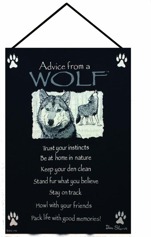 Manual Advice from a Wolf Woven X Your True Nature Wall Hanging, 17 x 26-Inch