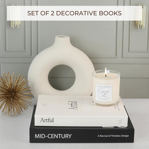 Set 2 Aesthetic Decorative Books - of Stylish Boxes Enhance Your Coffee Table, Bookshelf or Mantel Decor - Beautiful