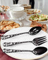 Stapava 5PCS Black Serving Utensils Set, Stainless Steel Flatware with Large Serving Spoon, Dishwasher Safe