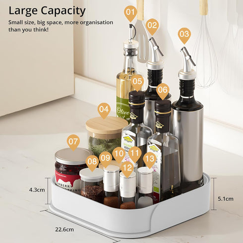 Semlos 9" Square Lazy Susan Turntable, Revolving Spice Rack for Kitchen Storage and Organization, Non-Slip