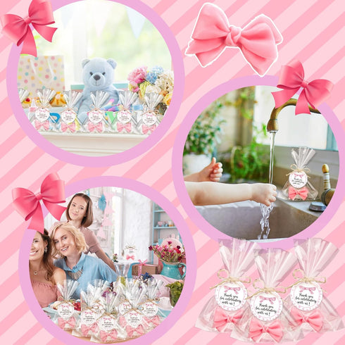 40 Sets Demissle Pink Bow Baby Shower Soap Favors Girl for Guests Coquette Cute Valentines Day Soap Favors Baby Shower