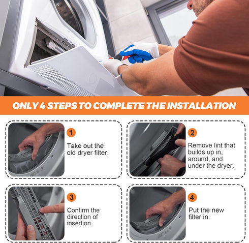 Upgraded DC61-02595A Dryer Lint Filter Case - Replacement for Samsung Dryer with Lint Vent Trap Cleaner Brush