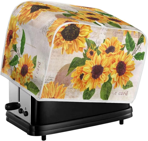 Sunflowers Toaster Covers for Most 2 Standard Toasters, Lightweight Dust Proof Covers with Top Hook for Easy Storage
