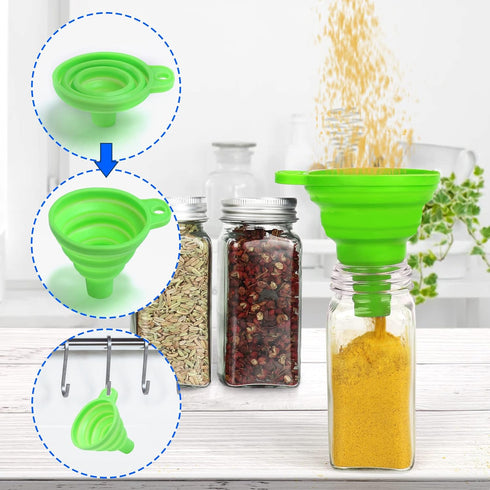 30 Pack 4 oz Lids(80 Labels,1 Funnel,1 1 Keketin Glass Spice Jars with Labels, Empty Square Spice bottles Seasoning