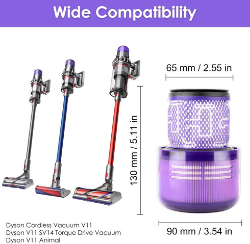 (3 Pack) V11 Replacement Vacuum Filters Compatible with Dyson V11 Animal, V11 Torque Drive, and more