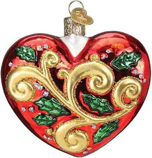 Old World Christmas 2021 First Christmas Heart Glass Blown Ornaments for Christmas Tree