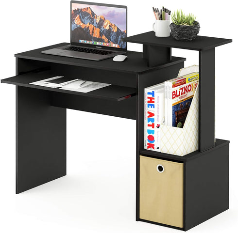 Furinno Econ Multipurpose Home Office Writing Desk, Black/Brown