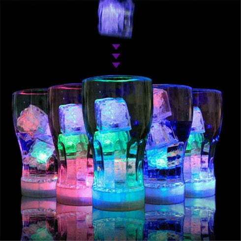 LED Ice Cube Shape Lights, Liquid Sensor Glowing Light up Ice Cubes for Drinks and Party Decorations