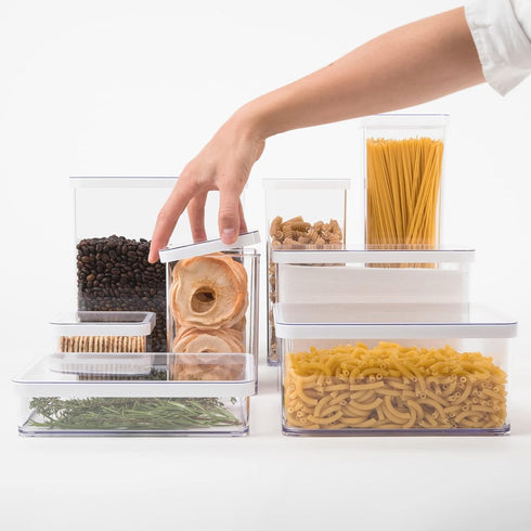 Loft Rectangular Storage Box 3.2L with Lid and Seal, BPA-Free Plastic, Transparent/White