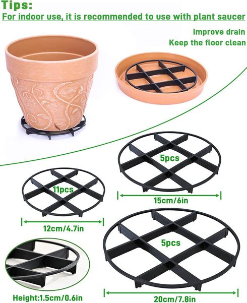 ISYOKE 21 Pack 5 7 8 Inch Plastic Plant Saucer Stand, Flower Pot Feet Drainage Risers Elevator, Plant Pot Risers