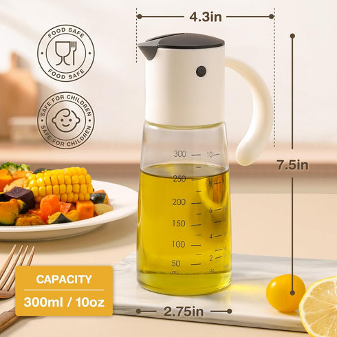 Vucchini Oil Dispenser Bottle Set - 10 oz Olive Oil Dispenser for Kitchen Cooking, Leakproof Glass Cruet
