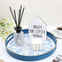 13 Round Blue Decorative Tray for Coffee Table, Ottoman, Plastic Serving Platter Tray with Handles for Entertaining