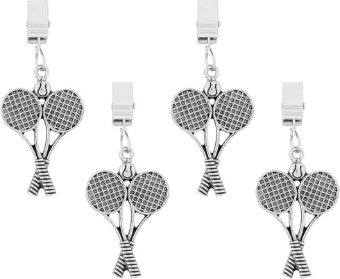 UPware Tennis Tablecloth Weights Set of 4 with Metal Clips, Zinc Alloy Decorative Holders for Outdoor Picnic